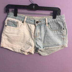2-tone denim shorts